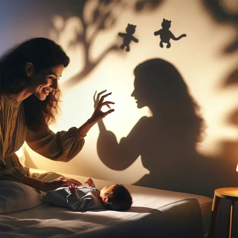 madre haciendo estimulación visual a su bebé